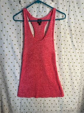 Y2K vintage 2B Bebe Pink Crochet Knit Racerback Tank Top excellent condition